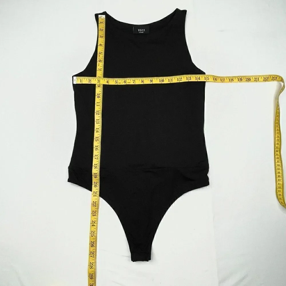 VICI Black Soft Stretch Thong Bodysuit Large